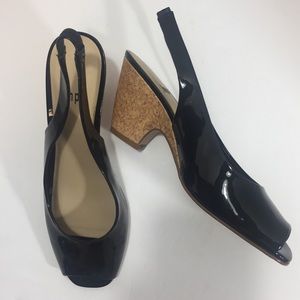 [Impo] black Peep toe small heel cute shoes 8